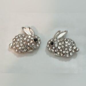 NWT Silver Crystal Bunny Earrings
